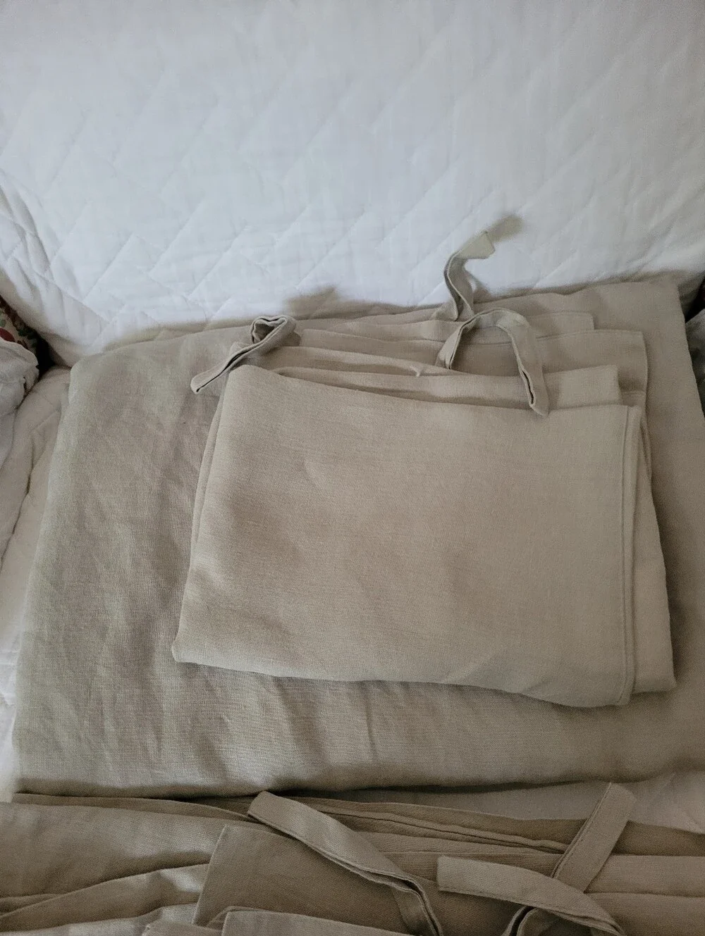 Ikea 100% Linen Duvet Cover Set Twin Taupe Beige Tie Closure